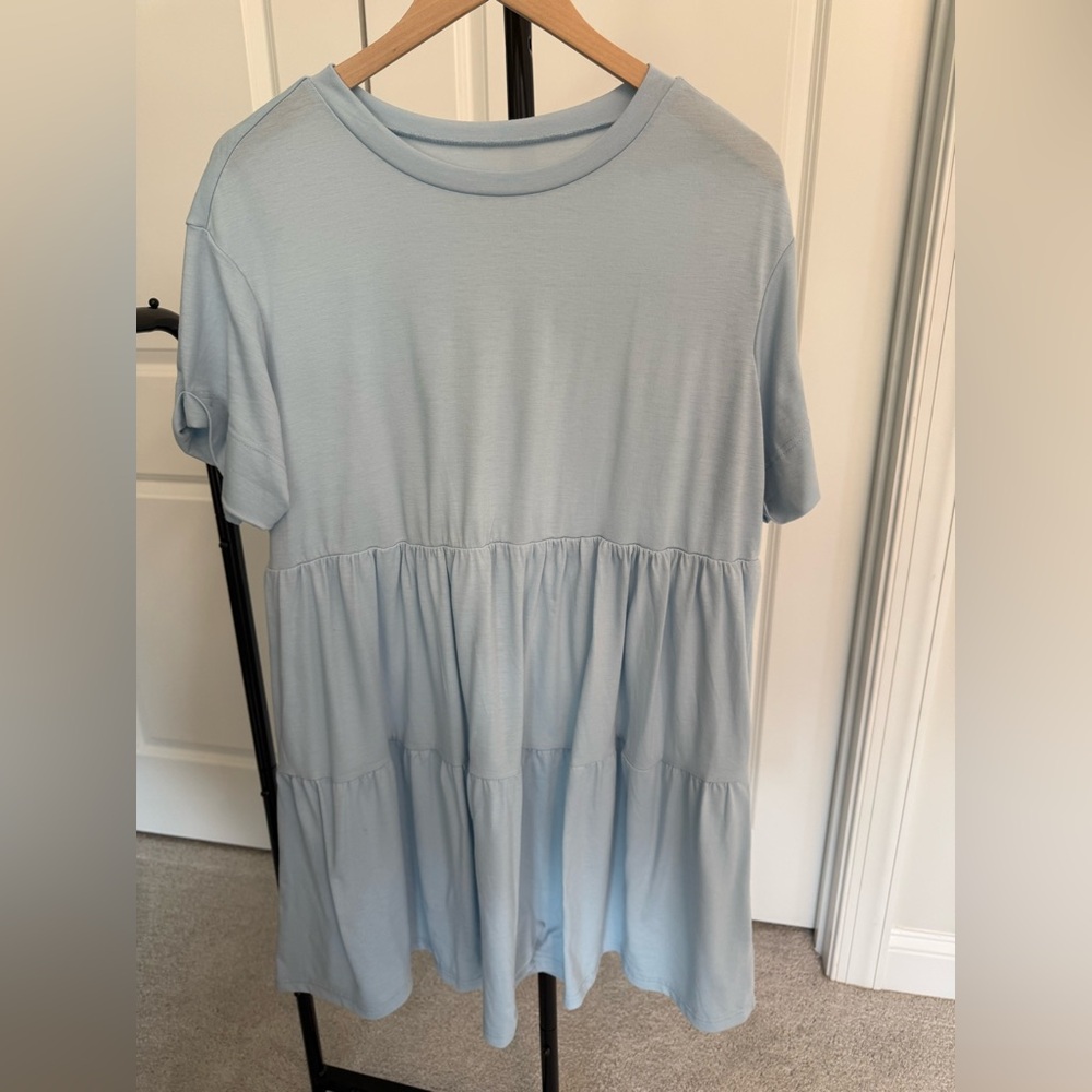 Cupshe Light Blue Women's Tiered Short Sleeve Dress